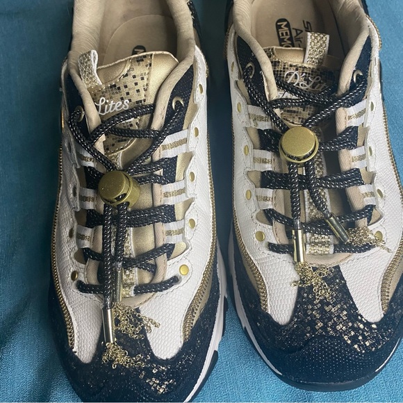 Skechers D’lites glamorous limited edition gold/white/black womens size 8 - Picture 11 of 13